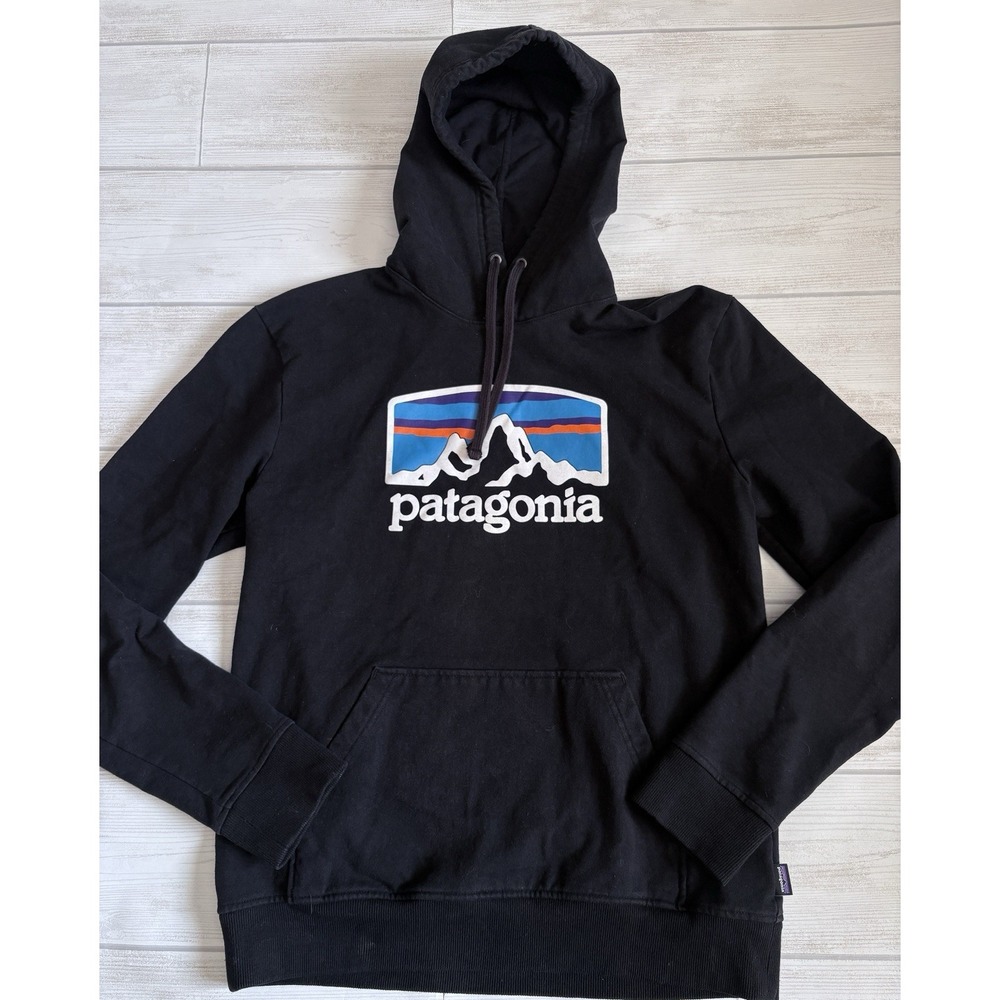 Patagonia Hoodie Mens M Black Uprisal Pullover Heavyweight Logo Regular